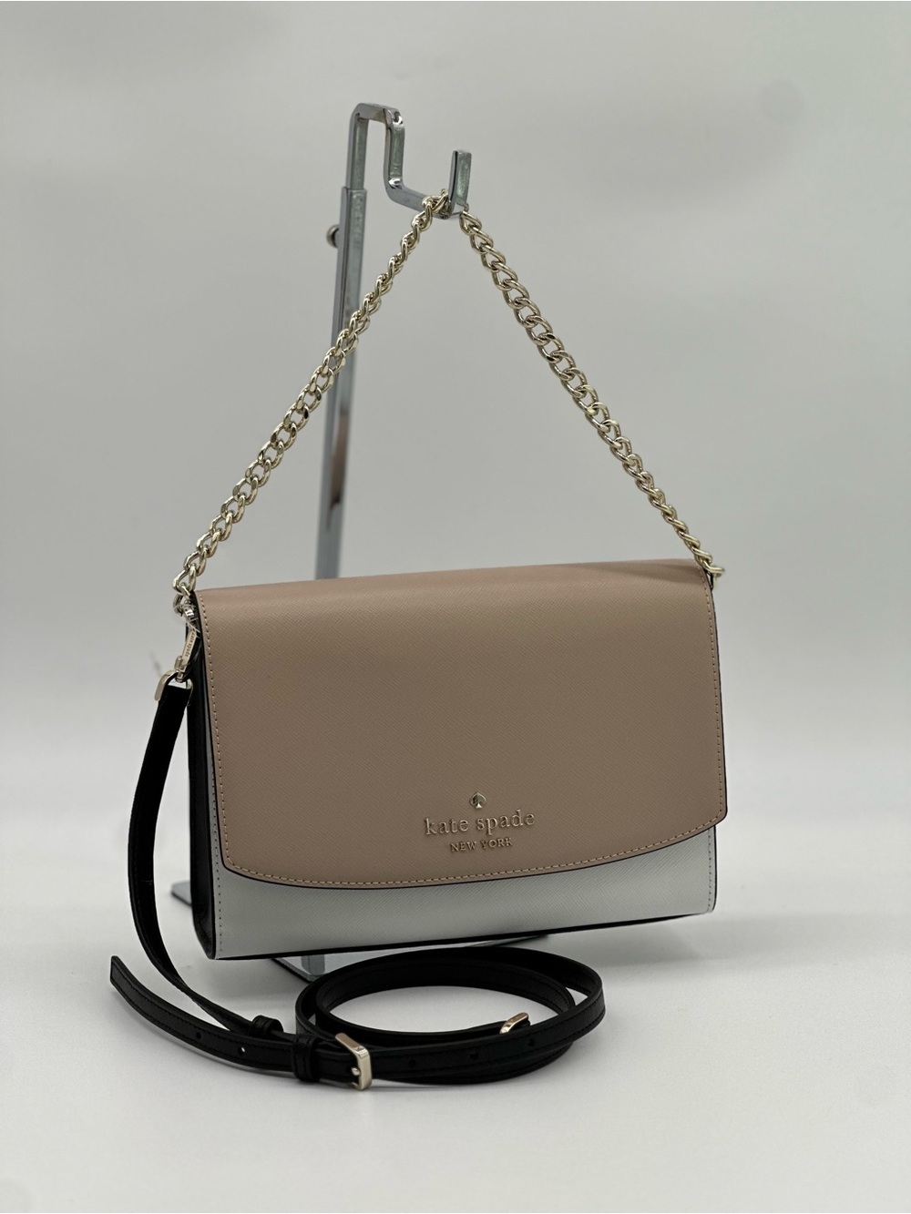 kate spade Two-Tone Beige and Ivory Crossbody with Gold Chain
